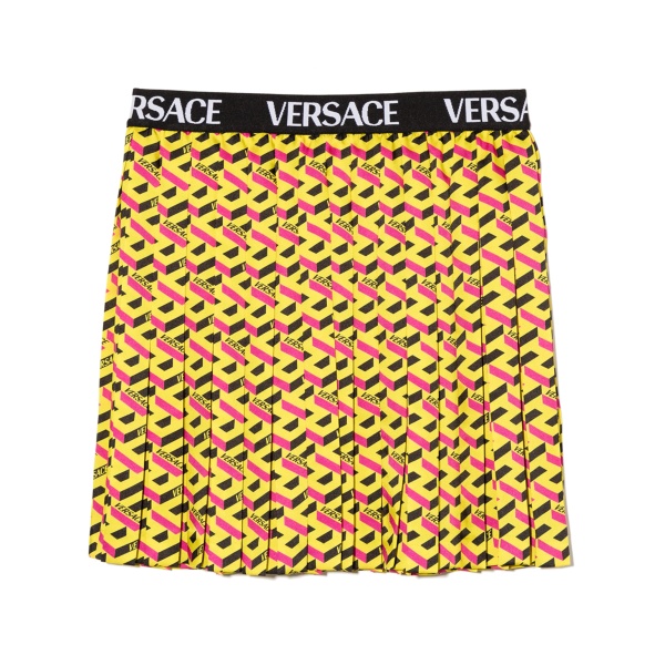 La Greca print pleated skirt