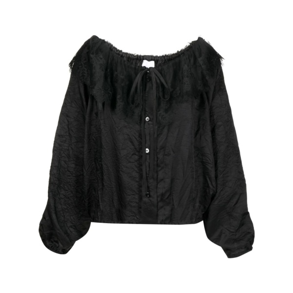 lace-collar long-sleeve blouse
