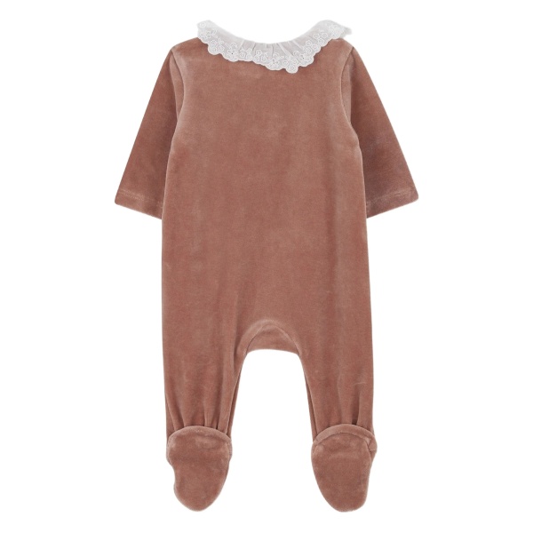lace-collar velvet pyjamas