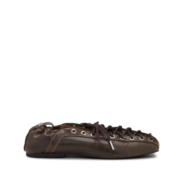 lace-up leather ballerina shoes