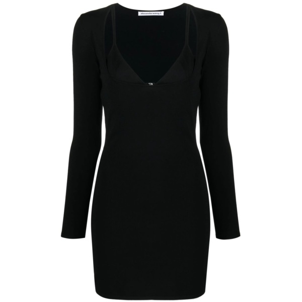 layered-neckline detail dress