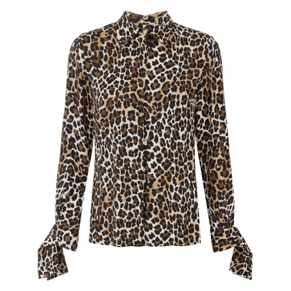 leopard-print georgette shirt