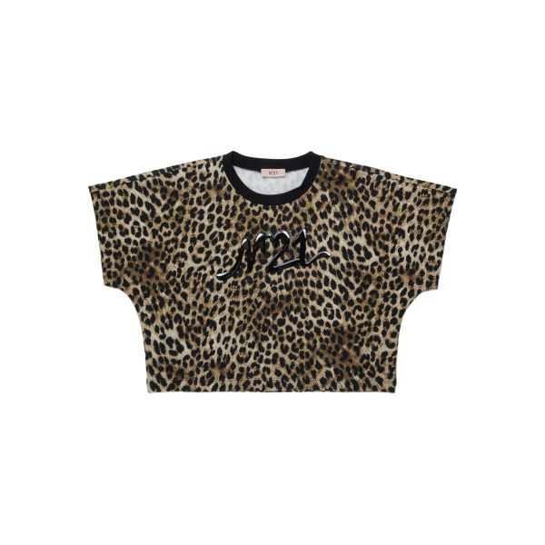leopard-print logo T-shirt