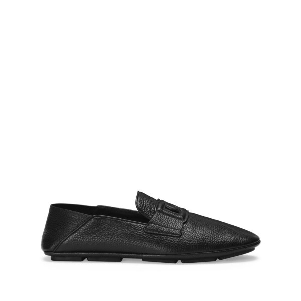 logo-appliqué leather loafers