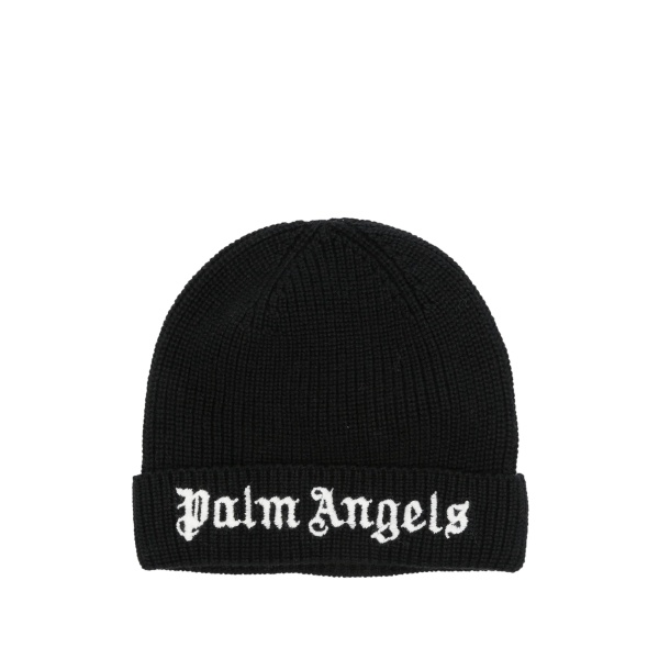 logo-embroidered ribbed beanie