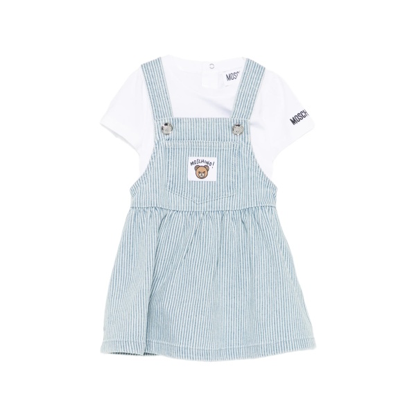 logo-embroidered striped dress set