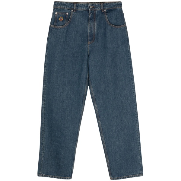 logo-embroidered tapered jeans