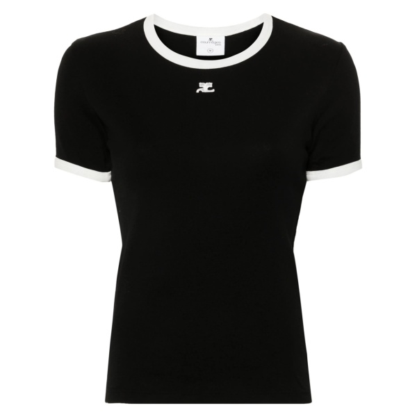 logo-patch contrasting-trim T-shirt