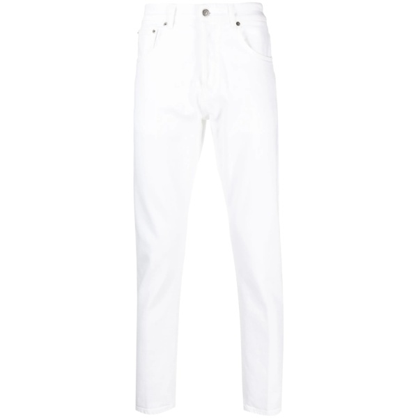 logo-plaque tapered jeans