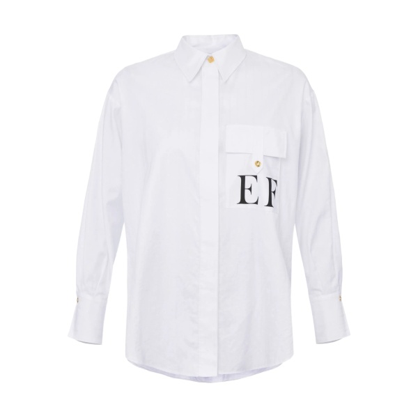 logo-print button-up shirt