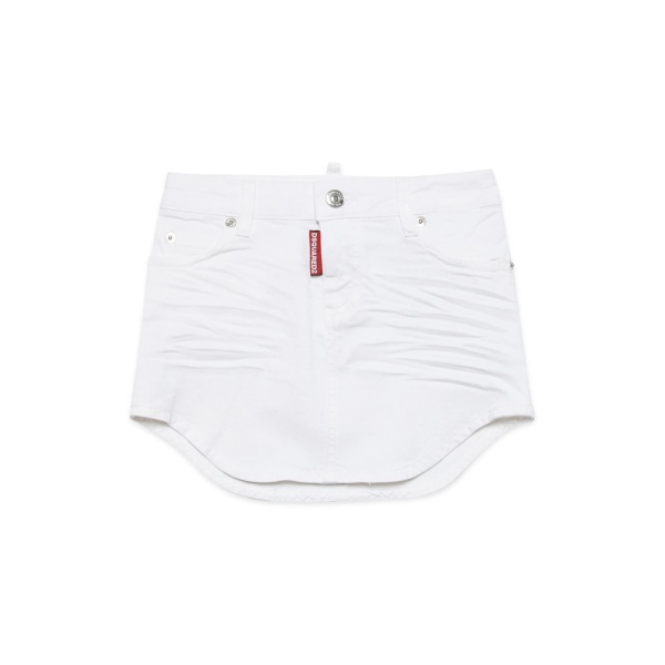 logo-print denim skirt