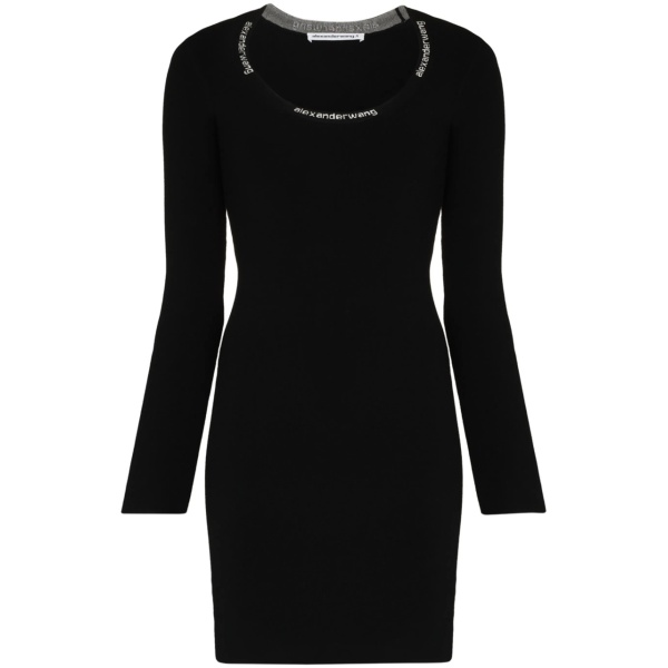 logo-trim bodycon mini dress