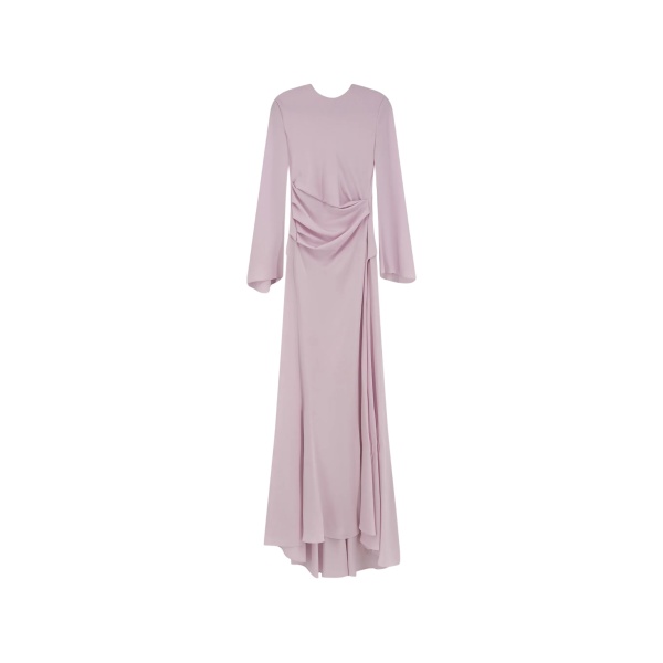 long-sleeve draped maxi dress