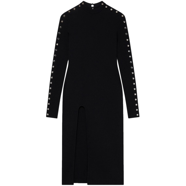 long-sleeve leg-slit dress