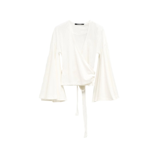 long-sleeved tie blouse