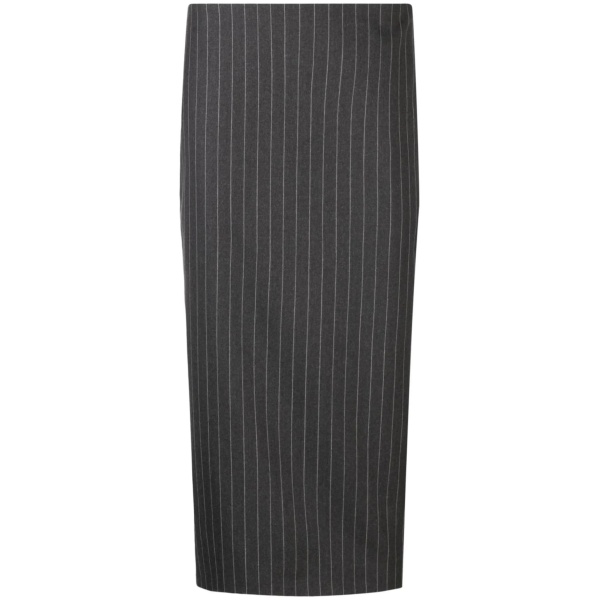 mid-length pinstripe skirt