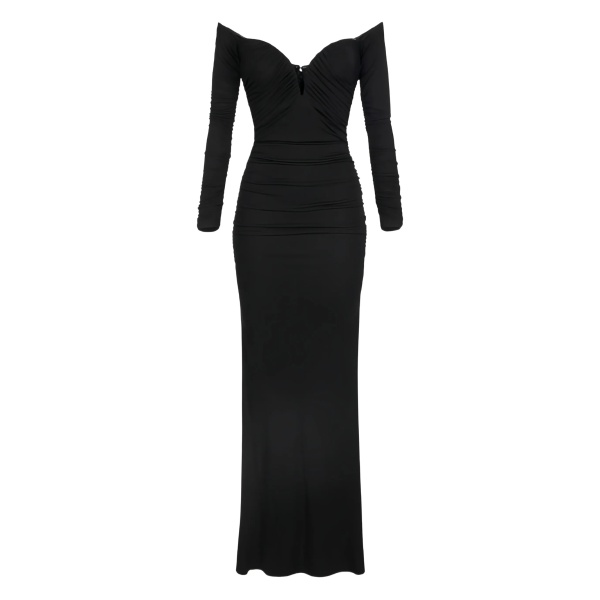 off-shoulder ruched dress