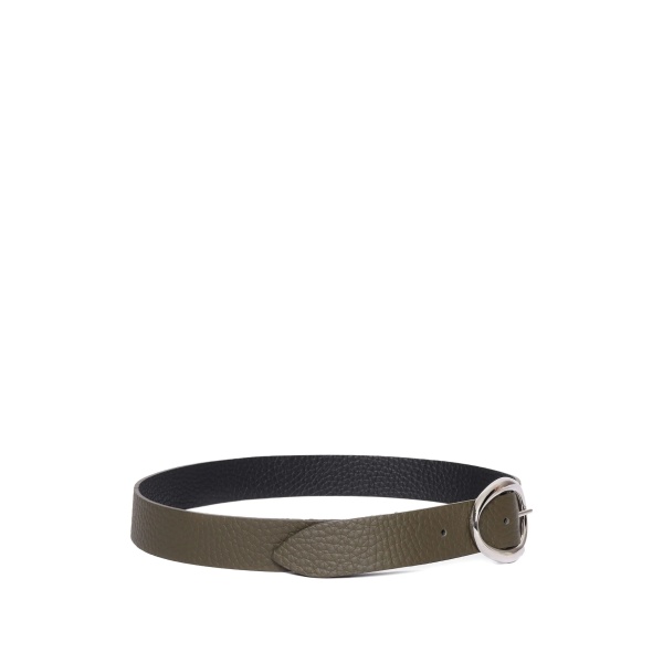 oval-buckle leather belt