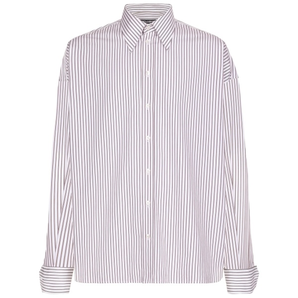 oversized striped cotton-poplin shirt