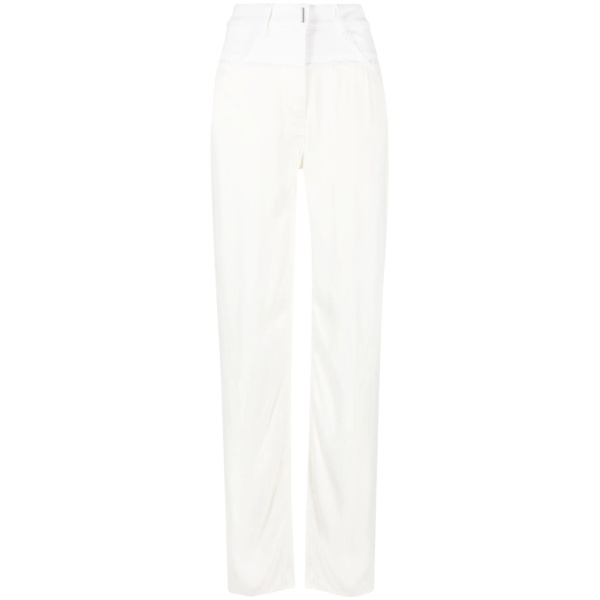 patchwork-detail high-waisted trousers