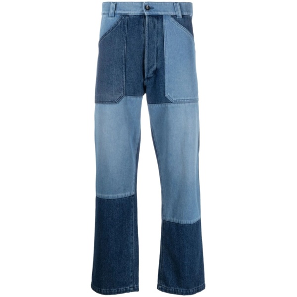 patchwork straight-leg jeans