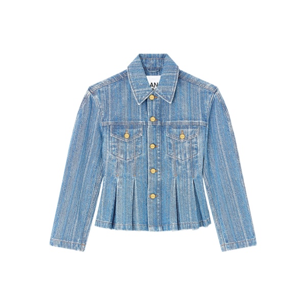 pleated denim jacket