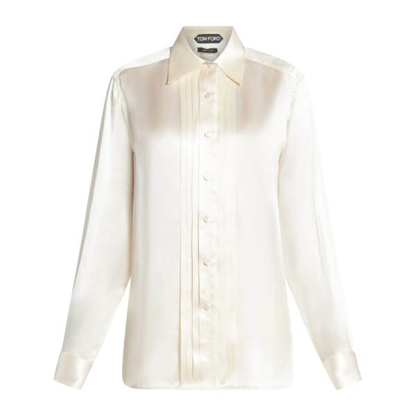 pleated silk shirt