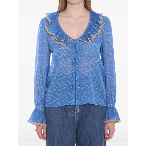 polka dot-print silk blouse
