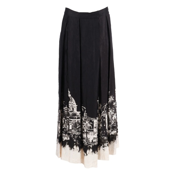 printed pleated maxi skirt