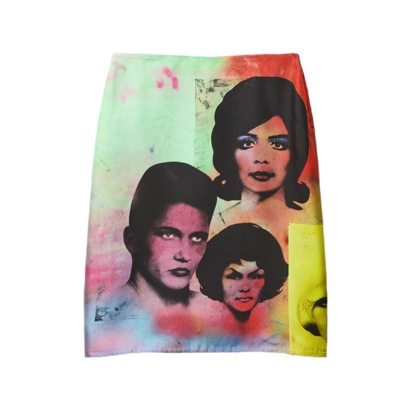 printed silk twill pencil skirt