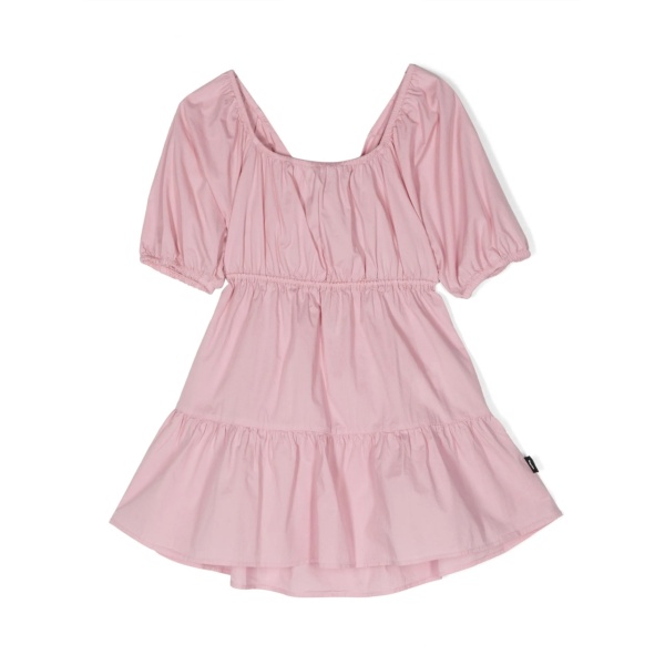 puff-sleeve fluted dress