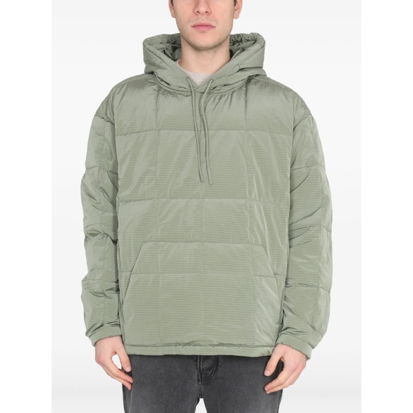 quilted-design hooded jacket