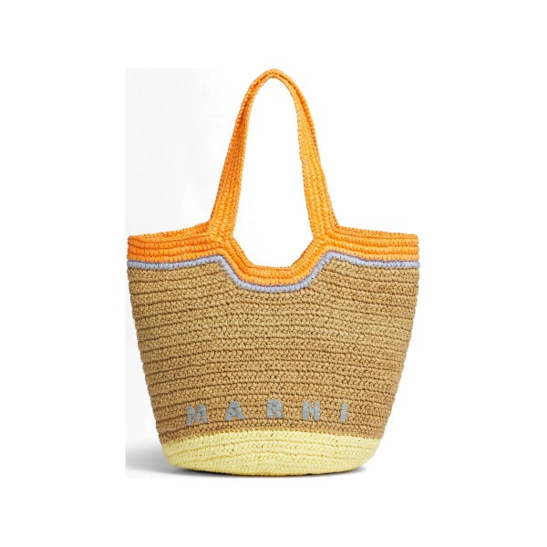 raffia logo shoulder bag