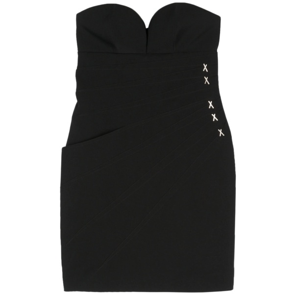 rhinestone-embellished pleat-detail minidress