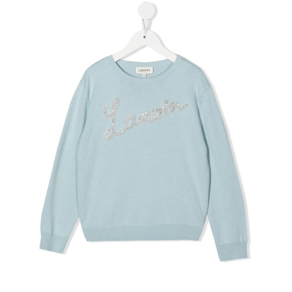 rhinestone-logo crew-neck jumper