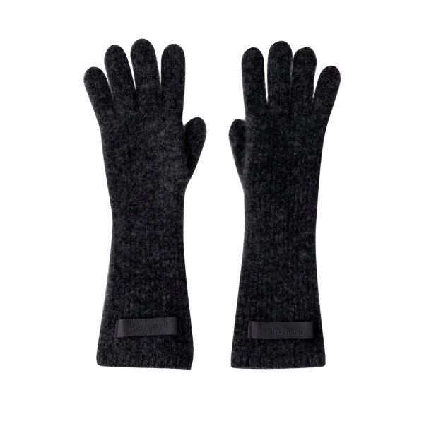 ribbed logo gloves