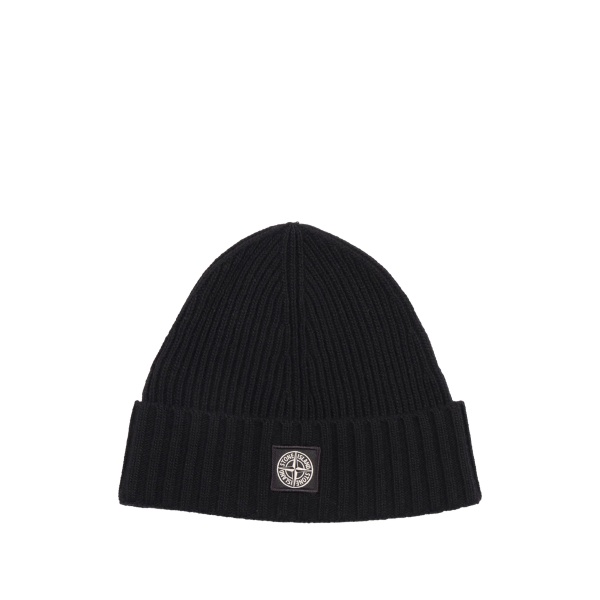 ribbed logo-patch beanie