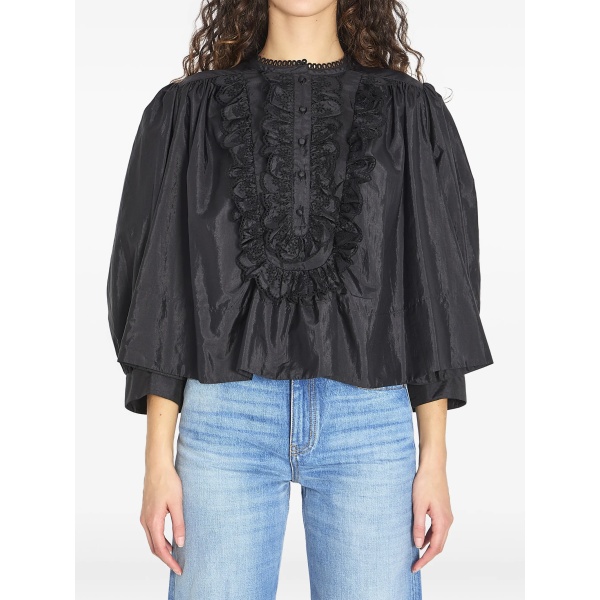 ruffled embroidered blouse