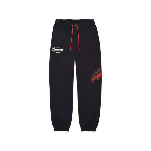 shark-motif track pants