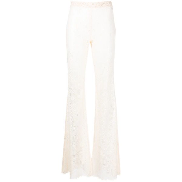 sheer-lace flared trousers