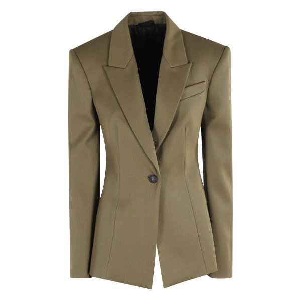 single-button padded-shoulder blazer