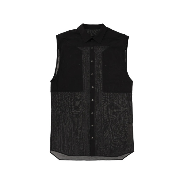 sleeveless mesh-panel shirt