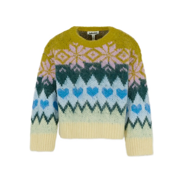 snowflake-heart pattern sweater