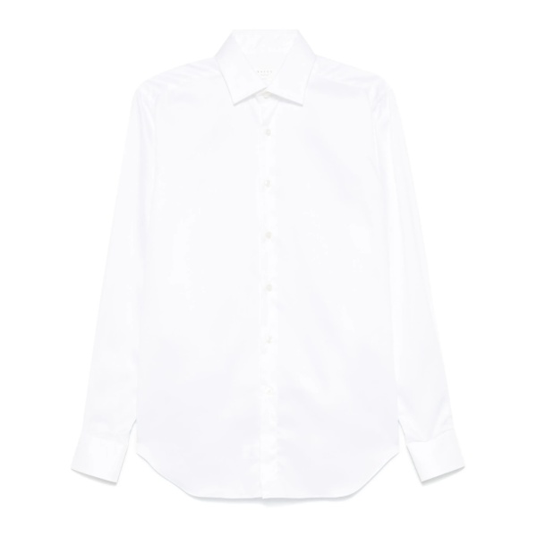 spread-collar twill shirt