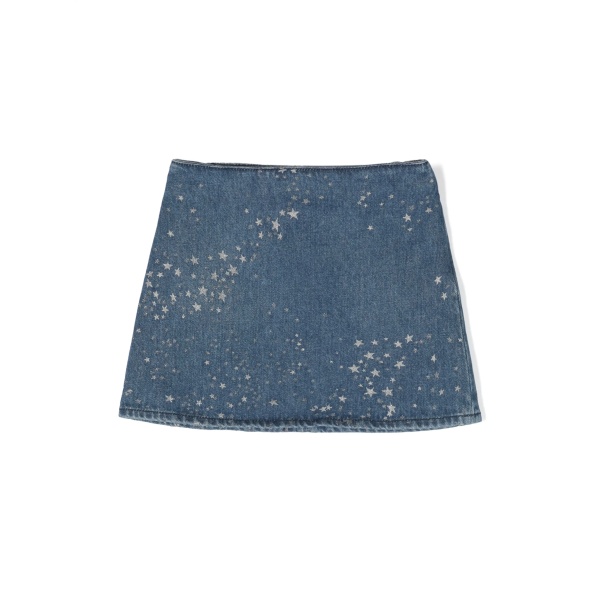 star-print denim miniskirt