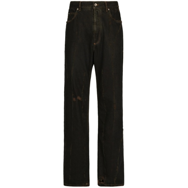 straight-leg cotton trousers