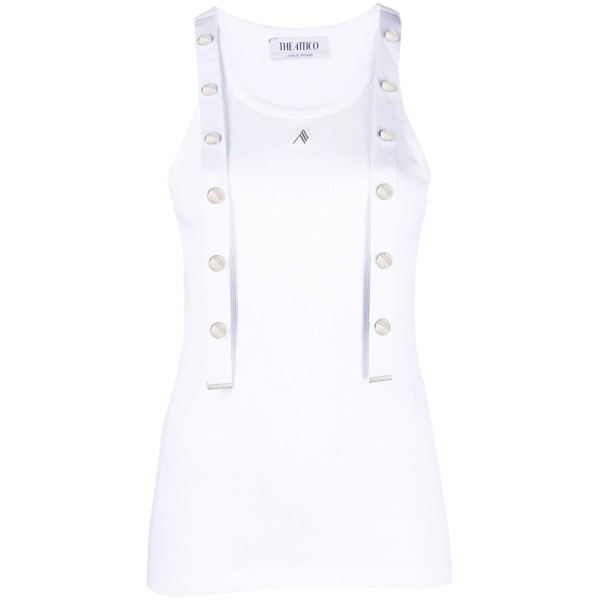 strap-detail ribbed tank top
