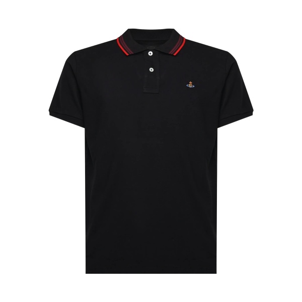 striped-collar polo shirt