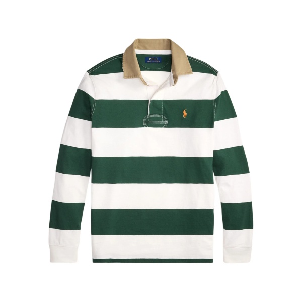 striped-pattern cotton polo shirt