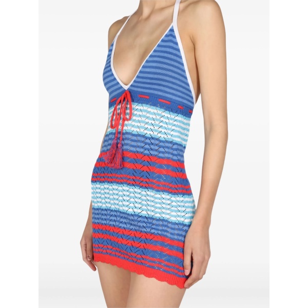 striped tassel-detail mini dress
